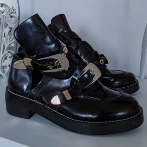 BALENCIAGA CEINTURE BUCKLE BLACK BIKER BOOTS